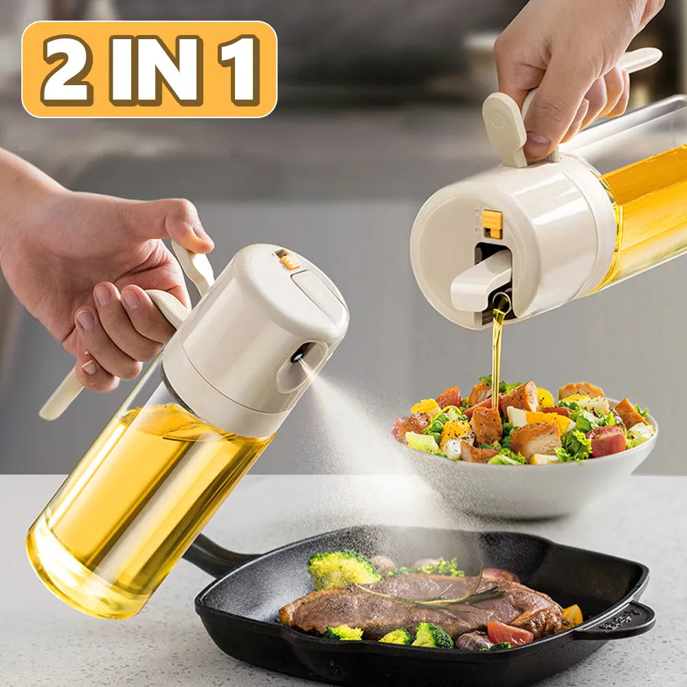2 In 1 Oil Sprayer Bottle BBQ Cooking Oil Dispenser Olive Oil Pourers Sprayer Kitchen Baking Oil Mister Vinegar Bottle Trusty&Trendy