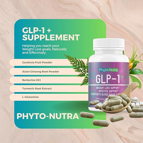 GLP-1 + (60 Capsules 1 Bottle) Vegan, Natural Supplement, Lab Tested, Weight Loss, Satisfy Hunger, Non-GMO, Gluten Free, GLP 1, GLP1 Trusty&Trendy