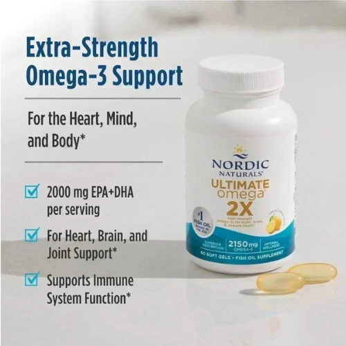 Nordic Naturals Ultimate Omega 2X, Lemon Flavor, 2150 mg Omega-3 - 180 Soft Gels  New Trusty&Trendy