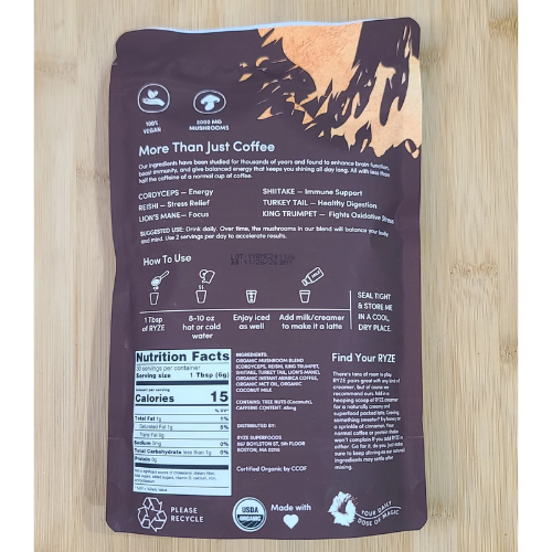 Rýze Mushroom Coffee Instant Organic Coffee Mushroom Extract Energy 30 Servings   New Trusty&Trendy