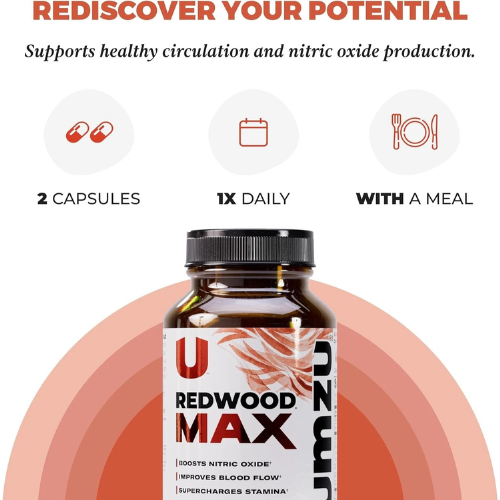 UMZU Redwood Max Nitric Oxide Booster – 1 Month Supply for Circulation, Energy
