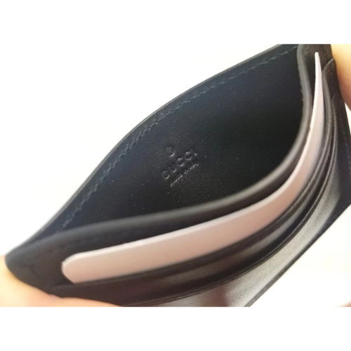 New Authentic Gucci Guccissima Dark Blue Black Leather Card Case Card Holder my store