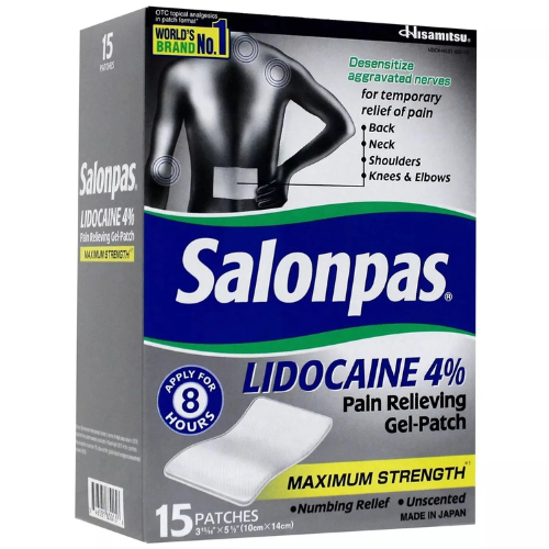 Salonpas LIDOCAINE Pain Relieving Maximum Strength Gel 15Patch Trusty&Trendy