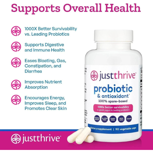 Just Thrive Probiotic & Antioxidant – Spore-Based Gut & Immune Support, 90 Ct Trusty&Trendy