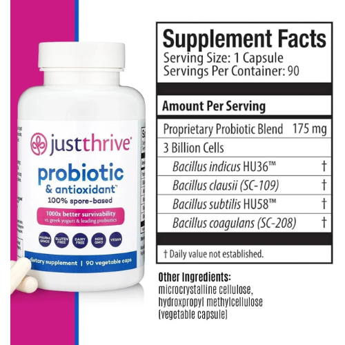 Just Thrive Probiotic & Antioxidant – Spore-Based Gut & Immune Support, 90 Ct Trusty&Trendy