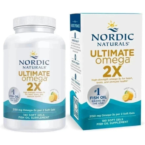 Nordic Naturals Ultimate Omega 2X, Lemon Flavor, 2150 mg Omega-3 - 180 Soft Gels  New Trusty&Trendy