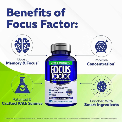 Brain Supplement for Memory, Focus & Cognitive Performance Brain Health Formula Tablets (120 Count)