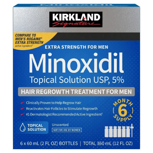 Kirkland Minoxidil 5% Extra Strength Men Hair Regrowth Solution 6 Months Supply Trusty&Trendy