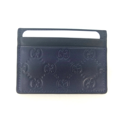 New Authentic Gucci Guccissima Dark Blue Black Leather Card Case Card Holder my store