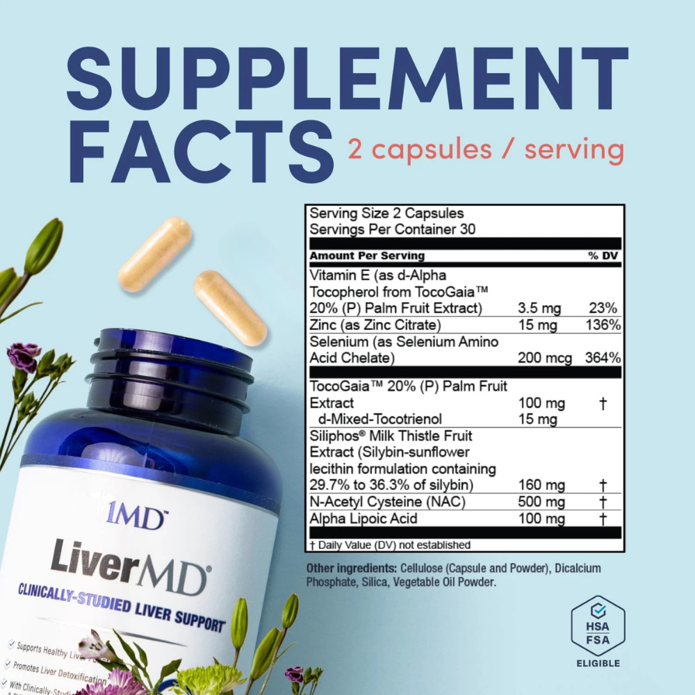 1MD Nutrition LiverMD - Liver Support Supplement | Siliphos Milk Thistle Extr...