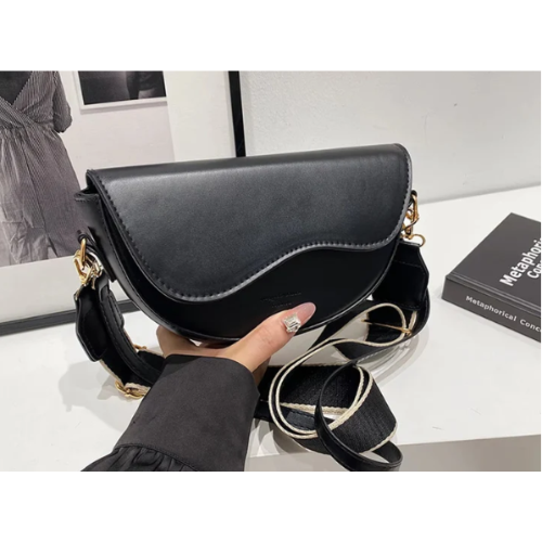 Casual Minimalist Saddle Crossbody Bag for Women - Trendy Underarm Shoulder Bag | Solid Color Bucket Style Versatile Everyday Handbag Trusty&Trendy