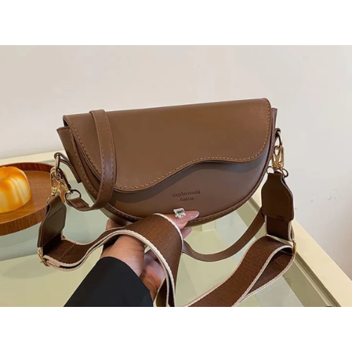 Casual Minimalist Saddle Crossbody Bag for Women - Trendy Underarm Shoulder Bag | Solid Color Bucket Style Versatile Everyday Handbag Trusty&Trendy