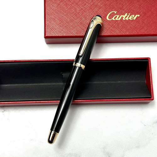 Cartier Black Gold Composite Executive Rollerball Pen Rare AD VIP Gift Trusty&Trendy