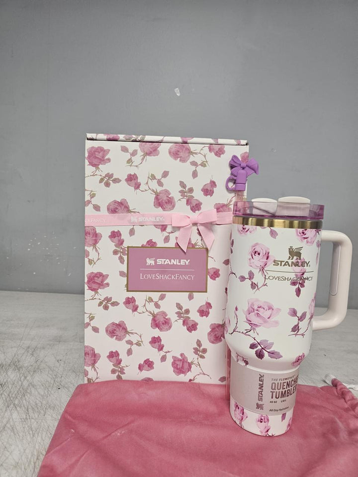 Stanley x Love Shack Fancy Tumbler 40oz Holiday Rosa Beaux White-Gift Box