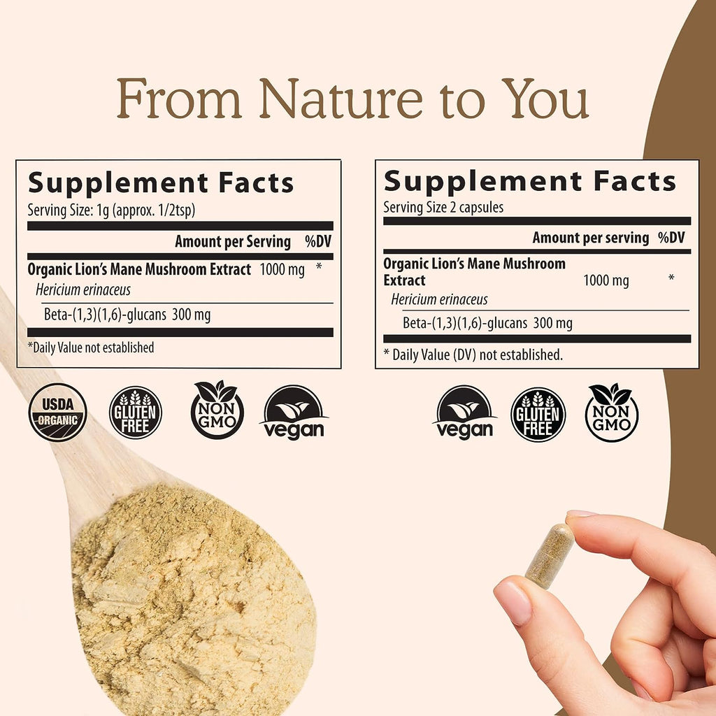 Brain Mushroom Immune Support Supplement – Memory & Focus Formula 300 count