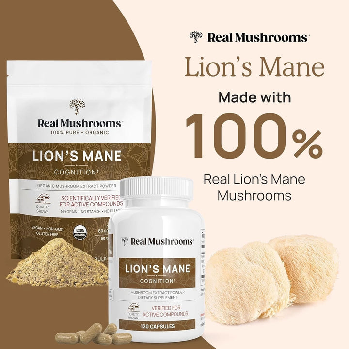 Lions Mane Mushroom Cognition Capsules Lions Mane Mushroom Powder (120 Capsules)
