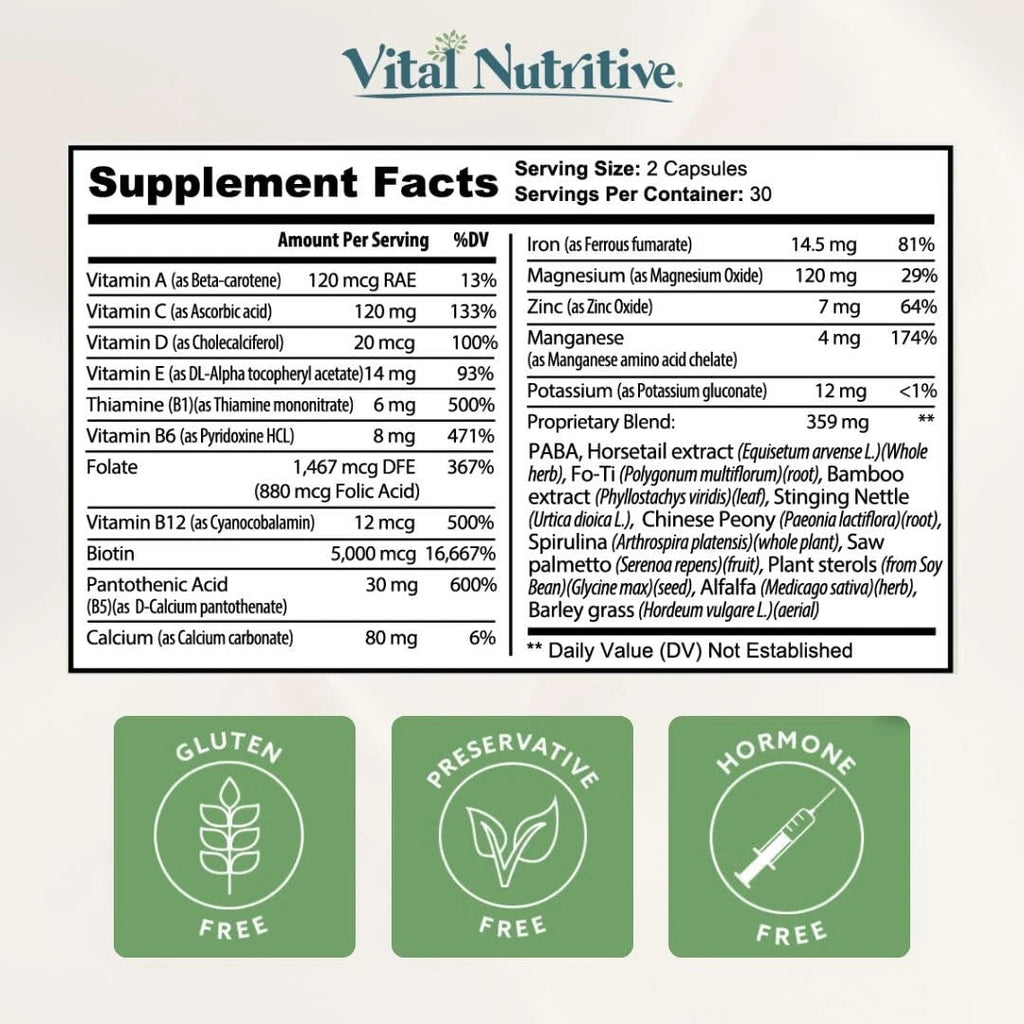 VITAL NUTRITIVE Vital Hair Complex – Biotin Vitamin B Hair Vitamins for Wome... my store