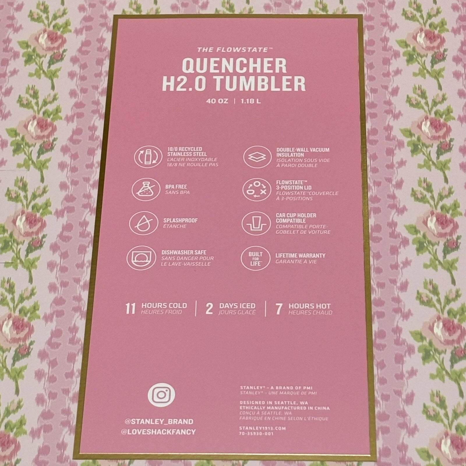 Stanley x LoveShackFancy Flowstate Quencher 40oz Tumbler