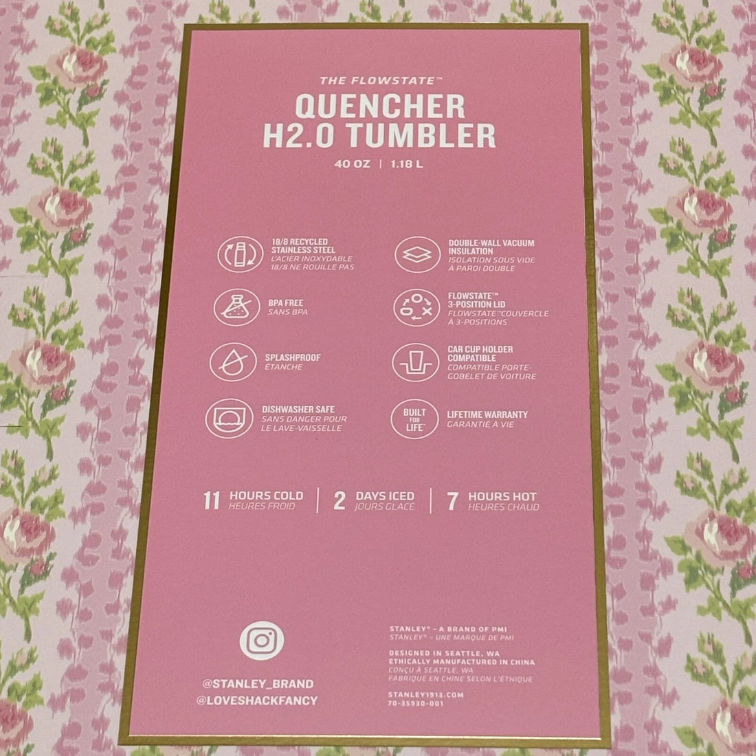 Stanley x LoveShackFancy Flowstate Quencher 40oz Tumbler