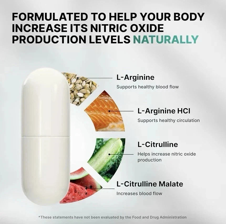 NPB Natures Pure Blend Nitric Oxide Flow L-Arginine Heart Circulation 60 Caps Trusty&Trendy