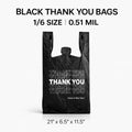 Black 1/6 Thank You T-Shirt Plastic Bags 21x6.5x11.5 0.51 Mil